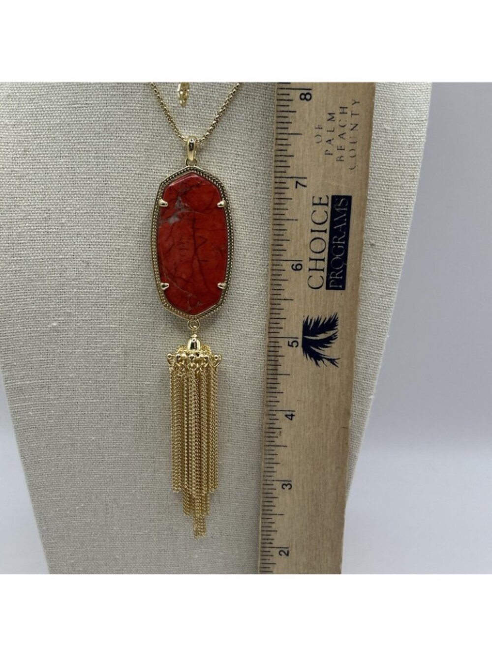 Kendra Scott Rayne Long Pendant Necklace in Bright Red Gold Plated New NWT Boho - Picture 10 of 16
